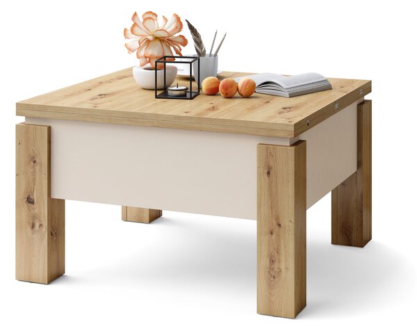 Mazzoni OSLO Artisan Tölgy/Bézs (Pezsgő) - NYITHATÓ/MAGASÍTHATÓ DOHÁNYZÓASZTAL ÉTKEZŐASZTAL ÉS DOHÁNYZÓASZTAL EGYBEN