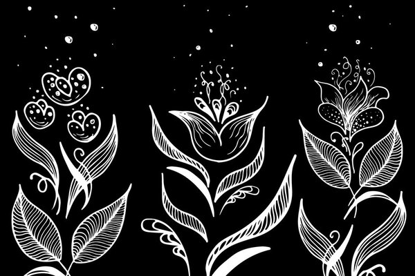 Tapéta fekete-fehér népi díszek