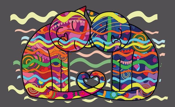 Tapéta szerelmes macskák pop art stílusban