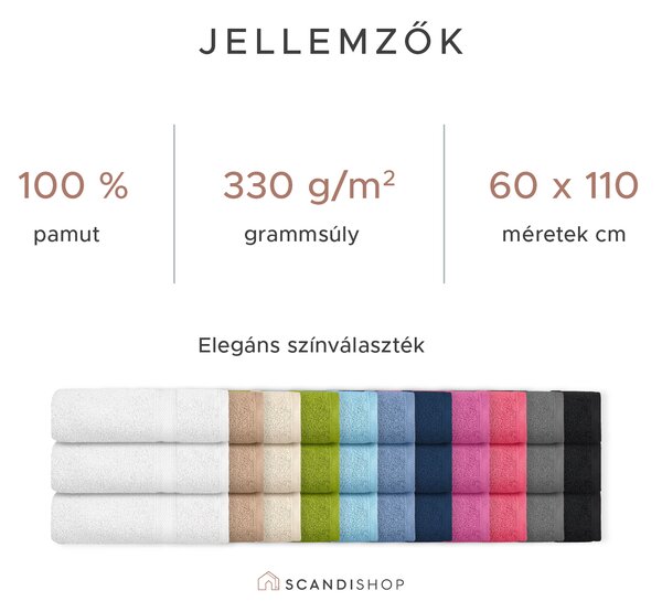 CLARYSSE ELEGANCE törölköző 60x110 cm sötétkék, 100% pamut