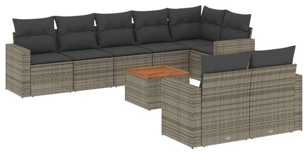 VidaXL Polyrattan Kerti Ülőgarnitúra - 9 részes - Szürke