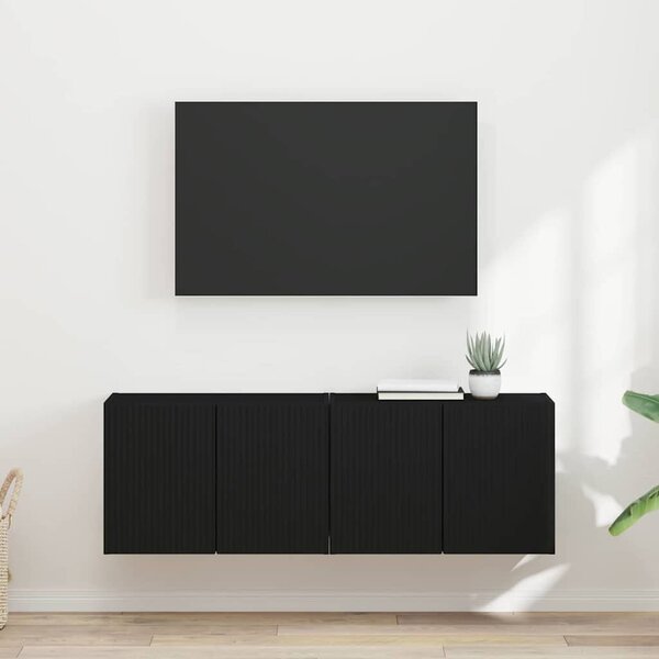 VidaXL TV Fali Szekrény 2 db Fekete Szerelt Fa