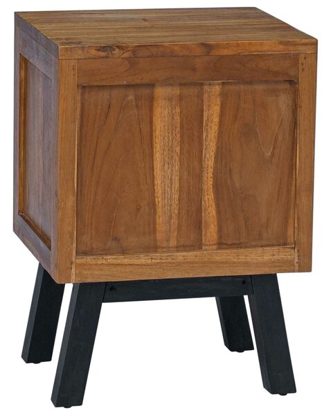 VidaXL Éjjeli asztal fiókkal Természetes 40 x 35 x 55 cm Tömör Teakfa