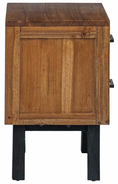 VidaXL Éjjeli asztal fiókkal Természetes 40 x 35 x 55 cm Tömör Teakfa