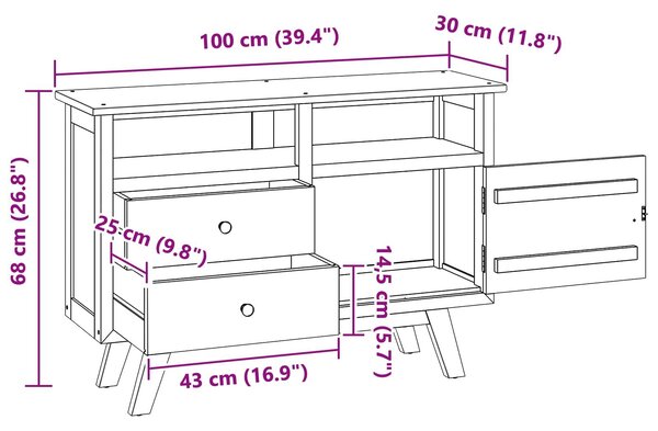 VidaXL Széf fiókkal Természetes 100 x 30 x 68 cm Tömör Teakfa
