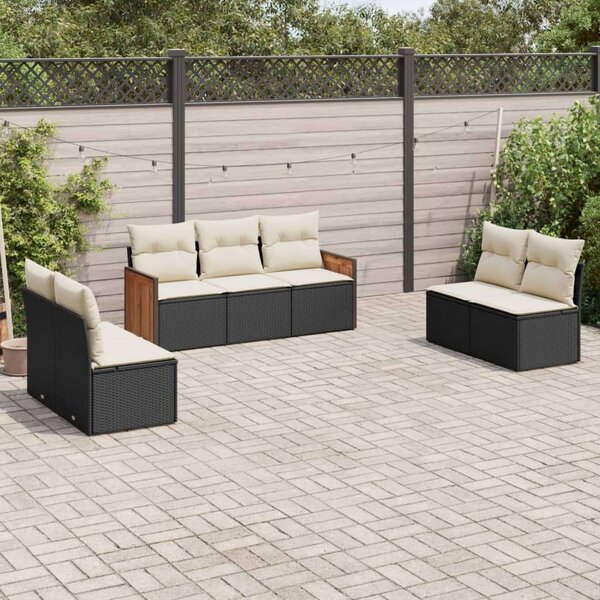 VidaXL Polyrattan Kerti Ülőgarnitúra - 7 részes - Fekete