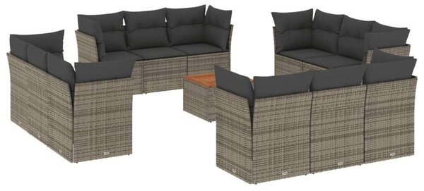 VidaXL Polyrattan Kerti Ülőgarnitúra - 13 részes - Szürke