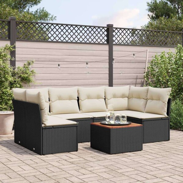 VidaXL Polyrattan Kerti Ülőgarnitúra - 7 részes - Fekete