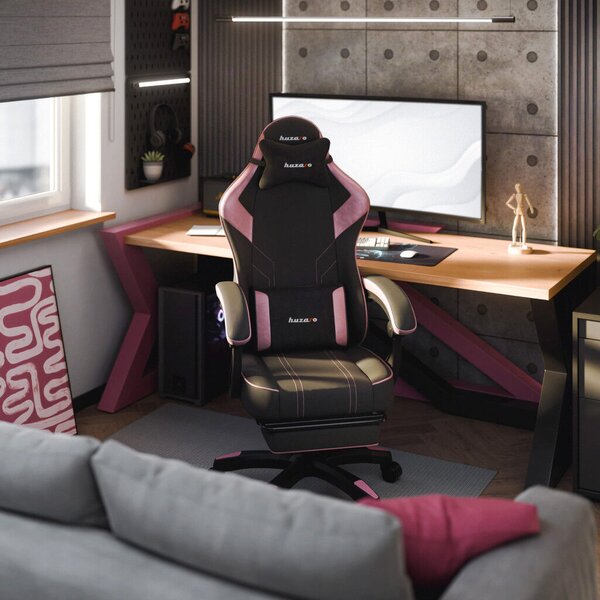 Gamer szék space 3.7 lábtartóval rózsaszín
