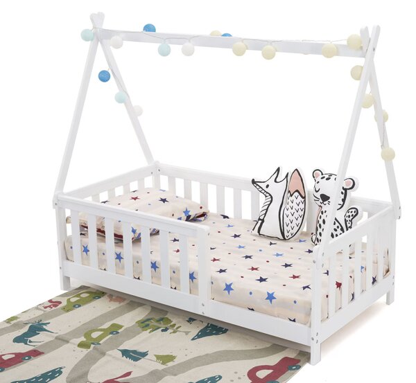 U-Grow játszóház ágy UMPC-6256W, fehér fa, 147,5x75cm, Montessori stílusú