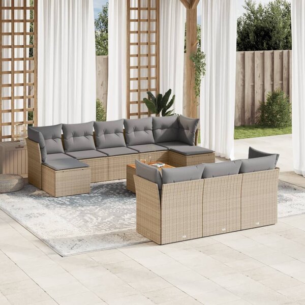 VidaXL Polyrattan Kerti Ülőgarnitúra - 11 részes - Bézs