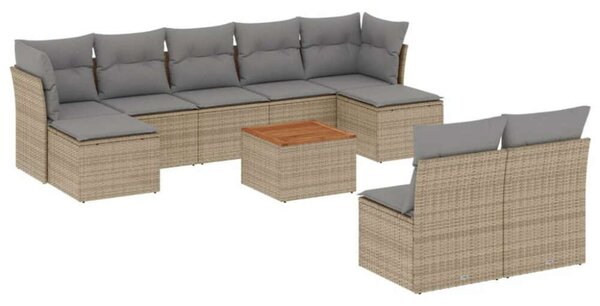 VidaXL Polyrattan Kerti Ülőgarnitúra - 10 részes - Bézs