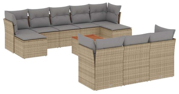 VidaXL Polyrattan Kerti Ülőgarnitúra - 11 részes - Bézs