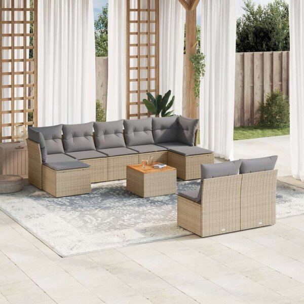 VidaXL Polyrattan Kerti Ülőgarnitúra - 10 részes - Bézs