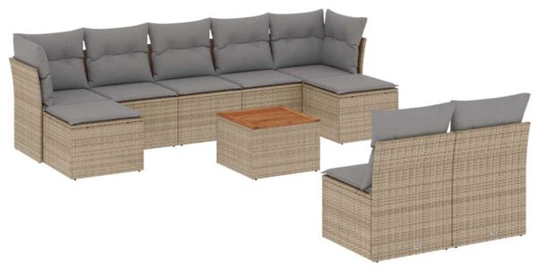 VidaXL Polyrattan Kerti Ülőgarnitúra - 10 részes - Bézs