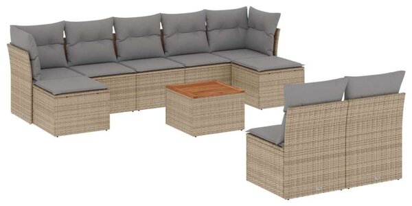 VidaXL Polyrattan Kerti Ülőgarnitúra - 10 részes - Bézs