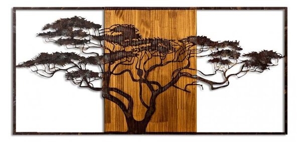 Kézzel festett dekoratív fa falkiegészítő, 147 x 70 x 3 cm | 100% tömör fa (3 cm) és fém (1,5 mm) | Egyedi dizájn természetes va