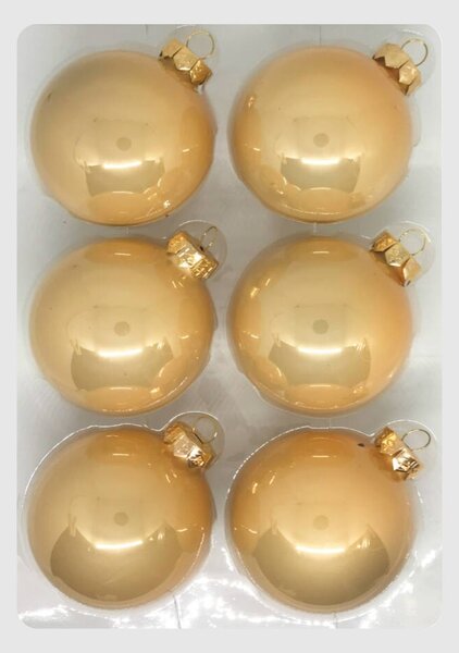 Champagne pezsgőszínű üveg karácsonyi gömb szett 6*8cm