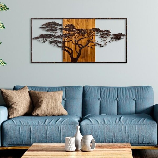 Kézzel festett dekoratív fa falkiegészítő, 147 x 70 x 3 cm | 100% tömör fa (3 cm) és fém (1,5 mm) | Egyedi dizájn természetes va