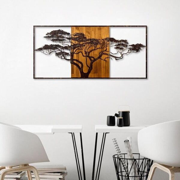 Kézzel festett dekoratív fa falkiegészítő, 147 x 70 x 3 cm | 100% tömör fa (3 cm) és fém (1,5 mm) | Egyedi dizájn természetes va
