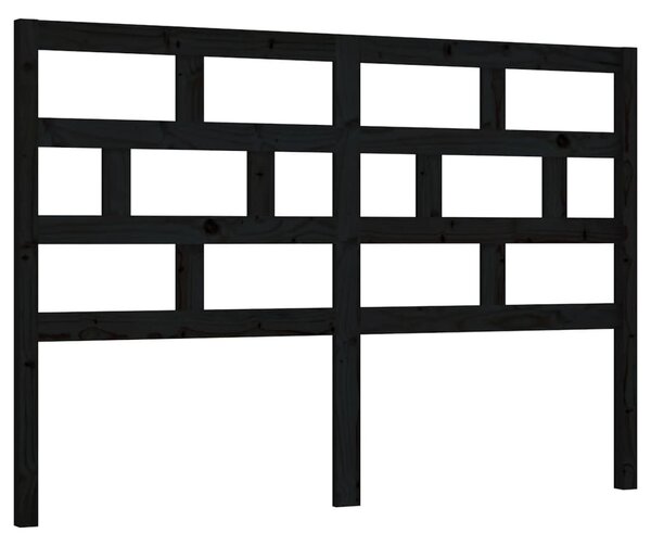 Fekete tömör fenyőfa ágy fejtámla 141 x 4 x 100 cm