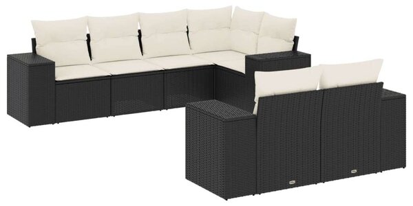 VidaXL Polyrattan Kerti Ülőgarnitúra - 7 részes - Fekete