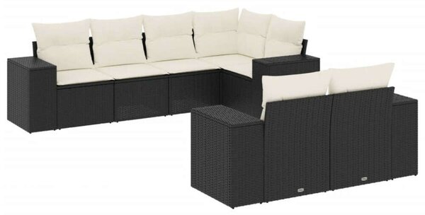 VidaXL Polyrattan Kerti Ülőgarnitúra - 7 részes - Fekete