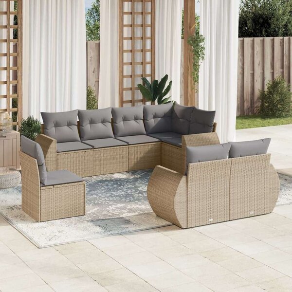 Polyrattan Kerti Ülőgarnitúra - 8 részes - Bézs