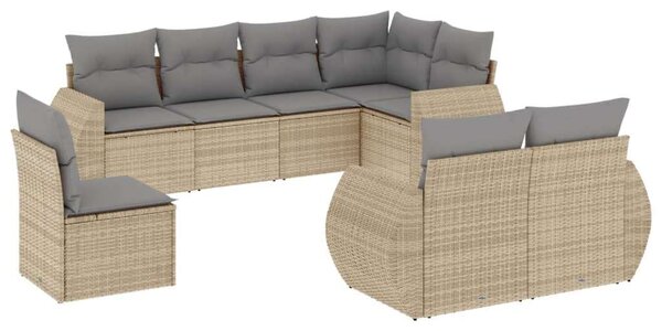 Polyrattan Kerti Ülőgarnitúra - 8 részes - Bézs