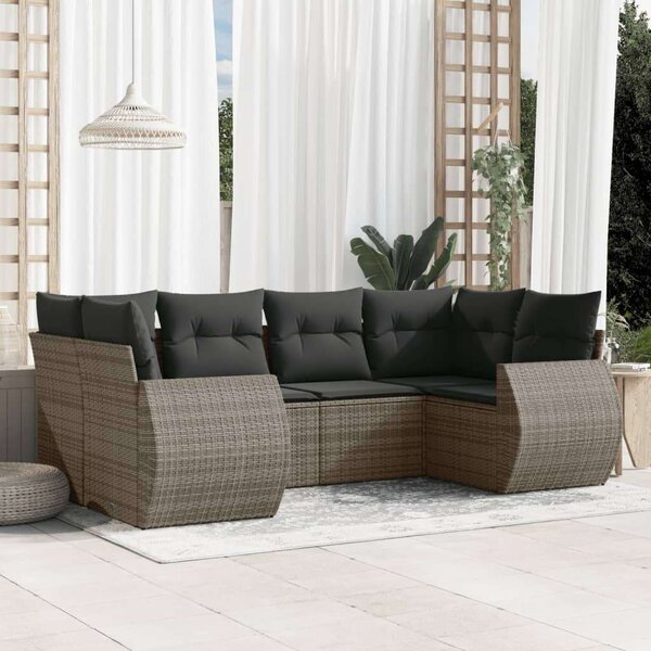 VidaXL 6 részes szürke polyrattan kerti ülőgarnitúra párnákkal