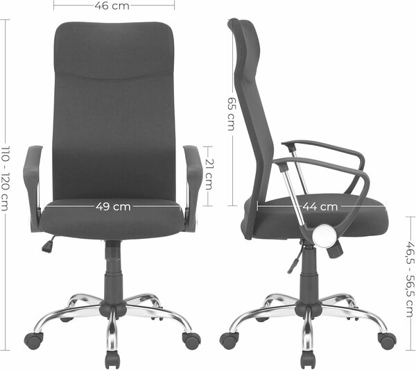 Ergonomikus forgószék konferenciaterembe, kárpitozott, állítható magasságú és lehajtható háttámlával, fekete