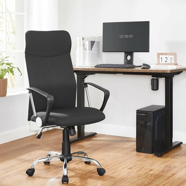 Ergonomikus forgószék konferenciaterembe, kárpitozott, állítható magasságú és lehajtható háttámlával, fekete