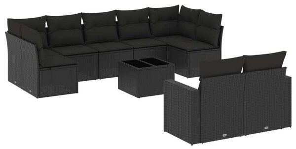 VidaXL Polyrattan Kerti Ülőgarnitúra - 10 részes - Fekete