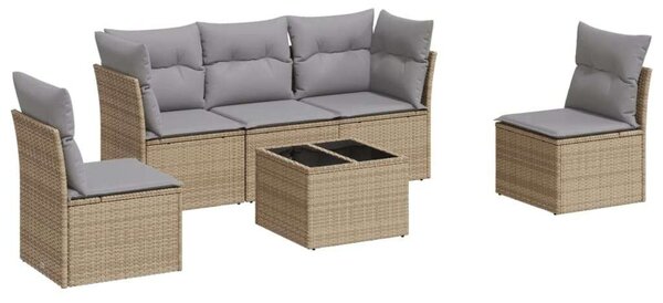 VidaXL 6 részes bézs polyrattan kerti ülőgarnitúra párnával