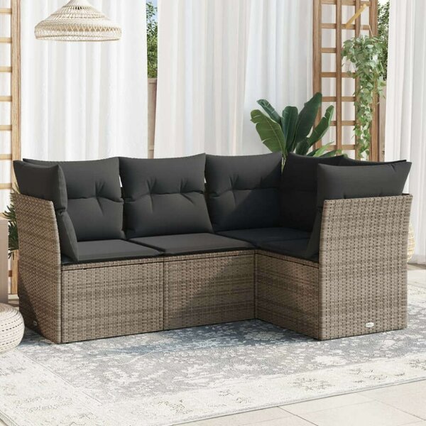 VidaXL Polyrattan Kerti Ülőgarnitúra - 4 részes - Szürke
