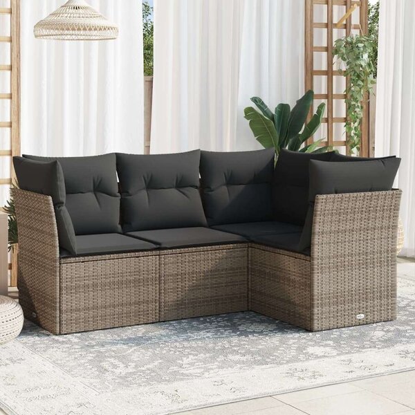 VidaXL Polyrattan Kerti Ülőgarnitúra - 4 részes - Szürke