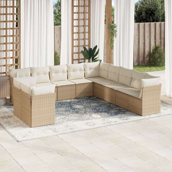 VidaXL Polyrattan Kerti Ülőgarnitúra - 11 részes - Bézs