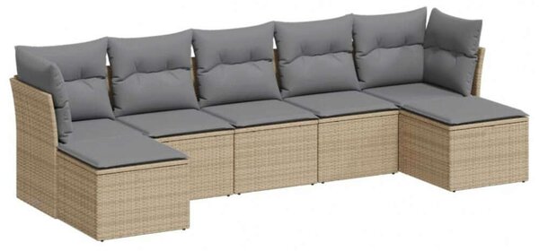 Polyrattan Kerti Ülőgarnitúra - 7 részes - Bézs