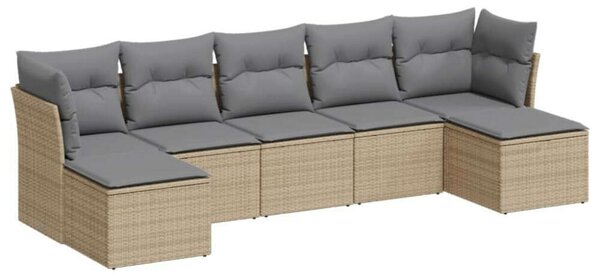 Polyrattan Kerti Ülőgarnitúra - 7 részes - Bézs