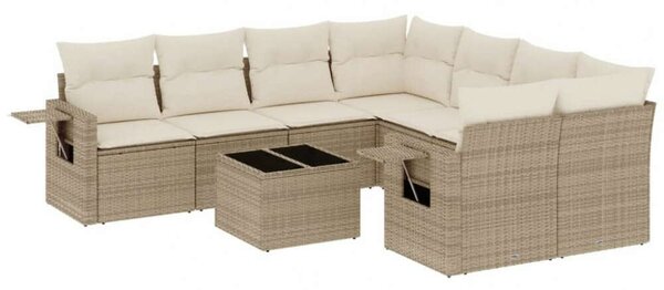 VidaXL Polyrattan Kerti Ülőgarnitúra - 9 részes - Bézs