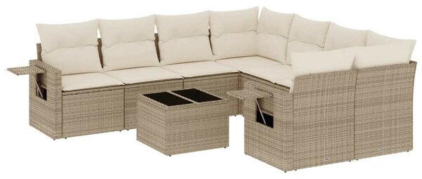 VidaXL Polyrattan Kerti Ülőgarnitúra - 9 részes - Bézs