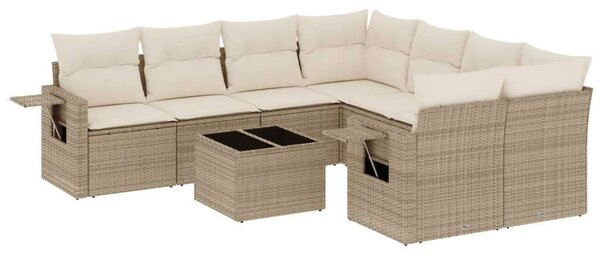 VidaXL Polyrattan Kerti Ülőgarnitúra - 9 részes - Bézs