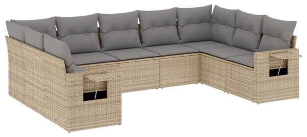 VidaXL U alakú Kerti Garnitúra - 9 részes - Bézs Polyrattan
