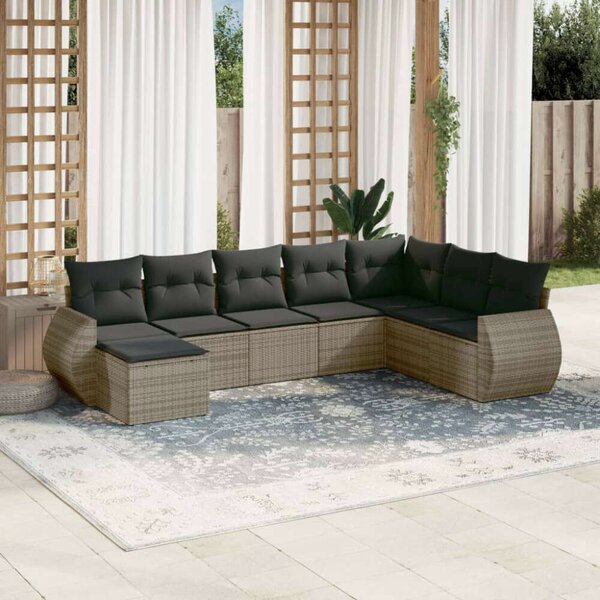 VidaXL Polyrattan Kerti Ülőgarnitúra - 8 részes - Szürke