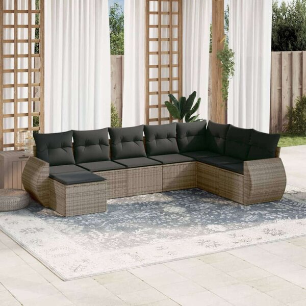 VidaXL Polyrattan Kerti Ülőgarnitúra - 8 részes - Szürke