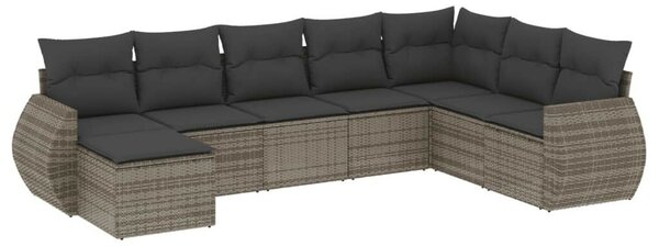 VidaXL Polyrattan Kerti Ülőgarnitúra - 8 részes - Szürke
