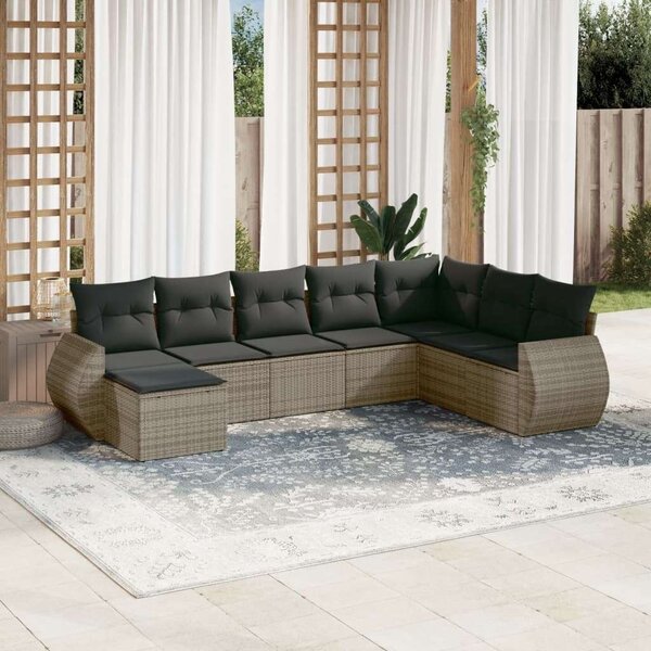 VidaXL Polyrattan Kerti Ülőgarnitúra - 8 részes - Szürke