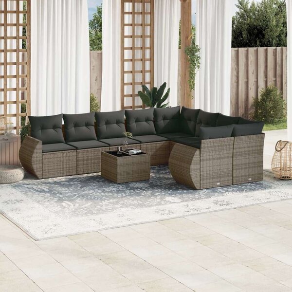 VidaXL Polyrattan Kerti Ülőgarnitúra - 10 részes - Szürke