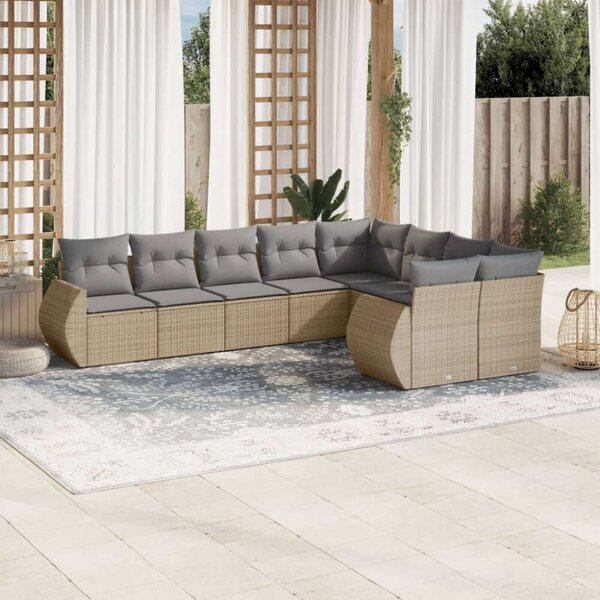 VidaXL Polyrattan Kerti Ülőgarnitúra - 9 részes - Bézs