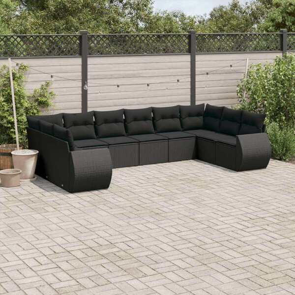 VidaXL Polyrattan Kerti Ülőgarnitúra - 10 részes - Fekete